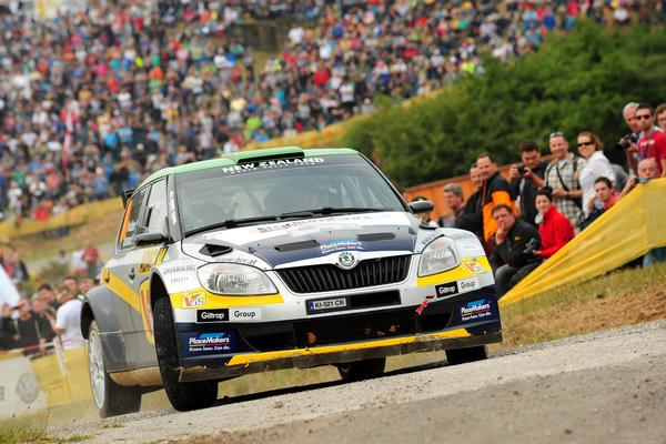 New Zealanders Hayden Paddon and John Kennard hold a strong third place in the WRC2 category at Rally Germany